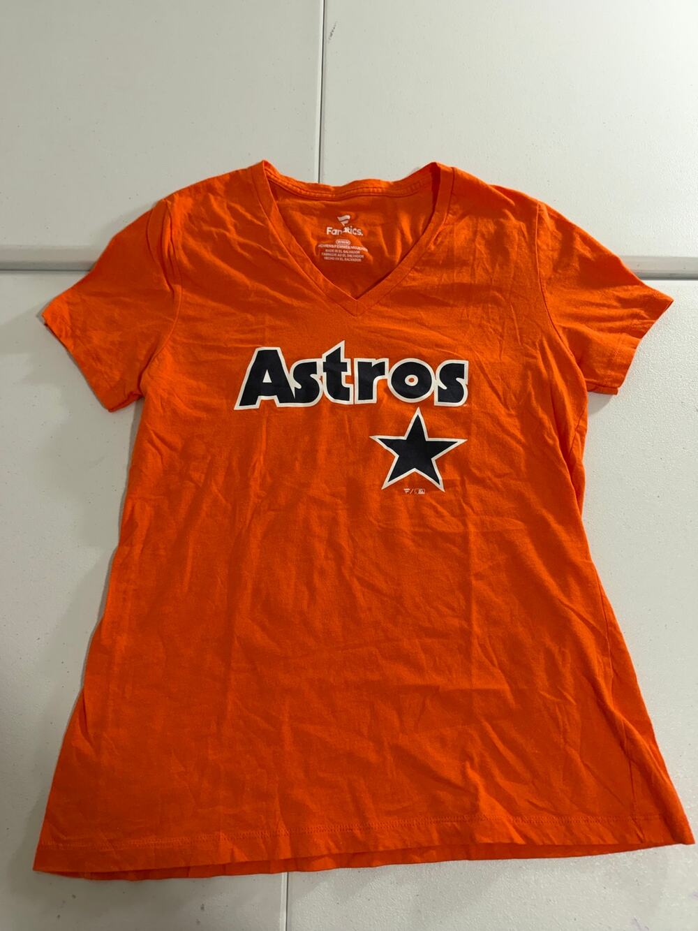 Fanatics Houston Astros Women's V-Neck T-Shirt Orange Sz M MLB
